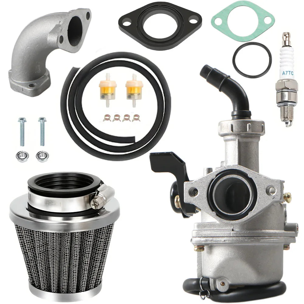PZ22 Carburetor Kit with Air Filter, Manifold & Spark Plug for 110cc 125cc Pit Dirt Bike ATV