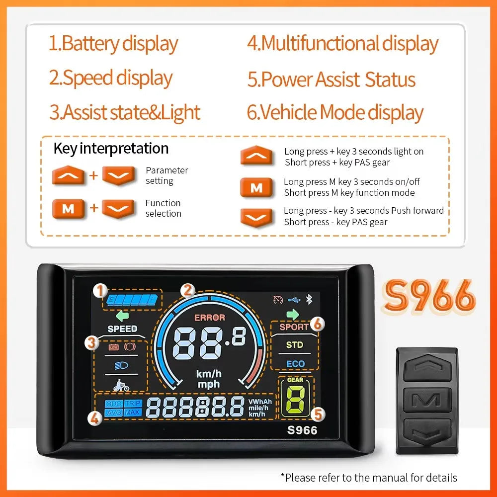 72V 5000W MTX39 E-Bike Conversion Kit – 100km/h Mountain Bike Rear Hub Motor, Tri-Mode Controller & S966 NFC Display
