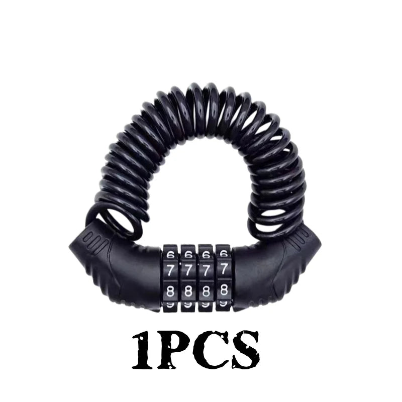 4 Digit Password Cable Lock 59 Inch General Retractable Anti Theft Helmet Bike Scooter Stroller Luggage Outdoor Safety Accessory