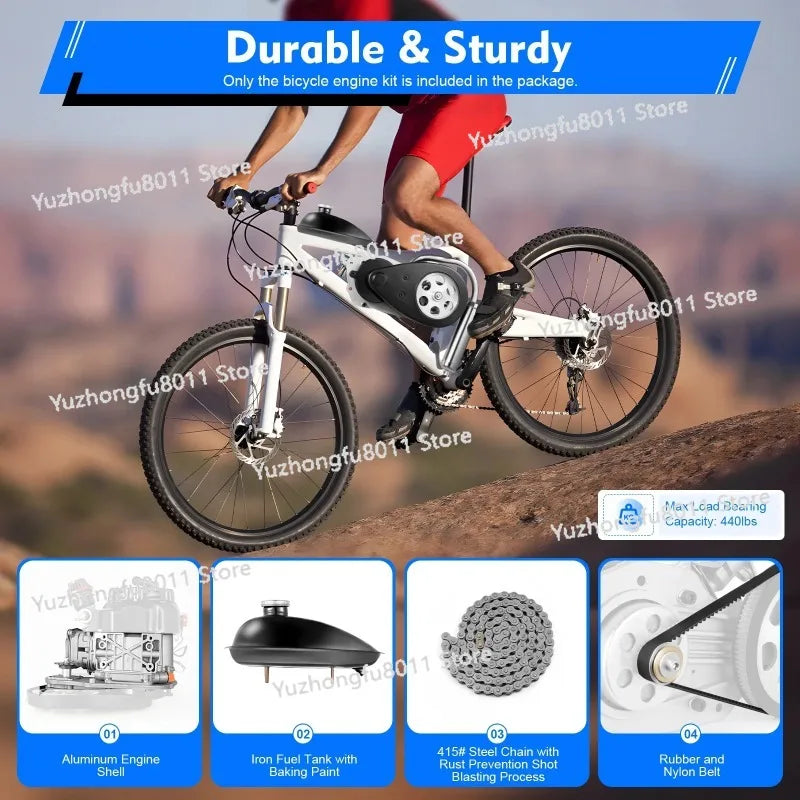 100CC Motorized Bicycle Kit Bike Engine Set Single Cylinder 4-Stroke Air-cooling System Gas Petrol Motorized Engine 3HP 2KW