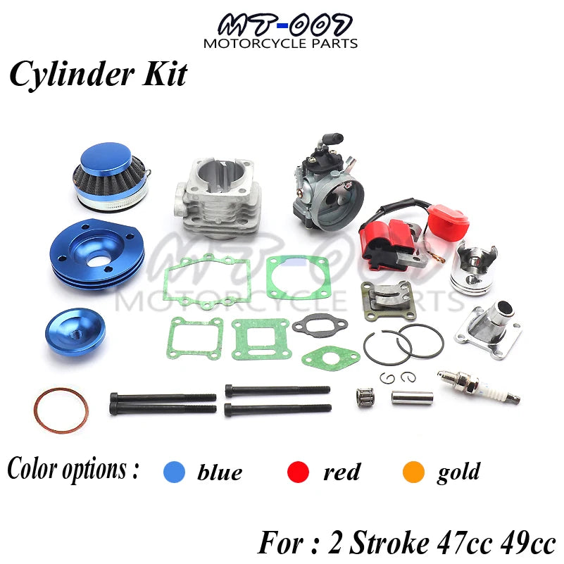 47cc 49cc 2-Stroke Cylinder Kit with 19mm Carburetor & Air Filter for Pocket Bike & Mini ATV