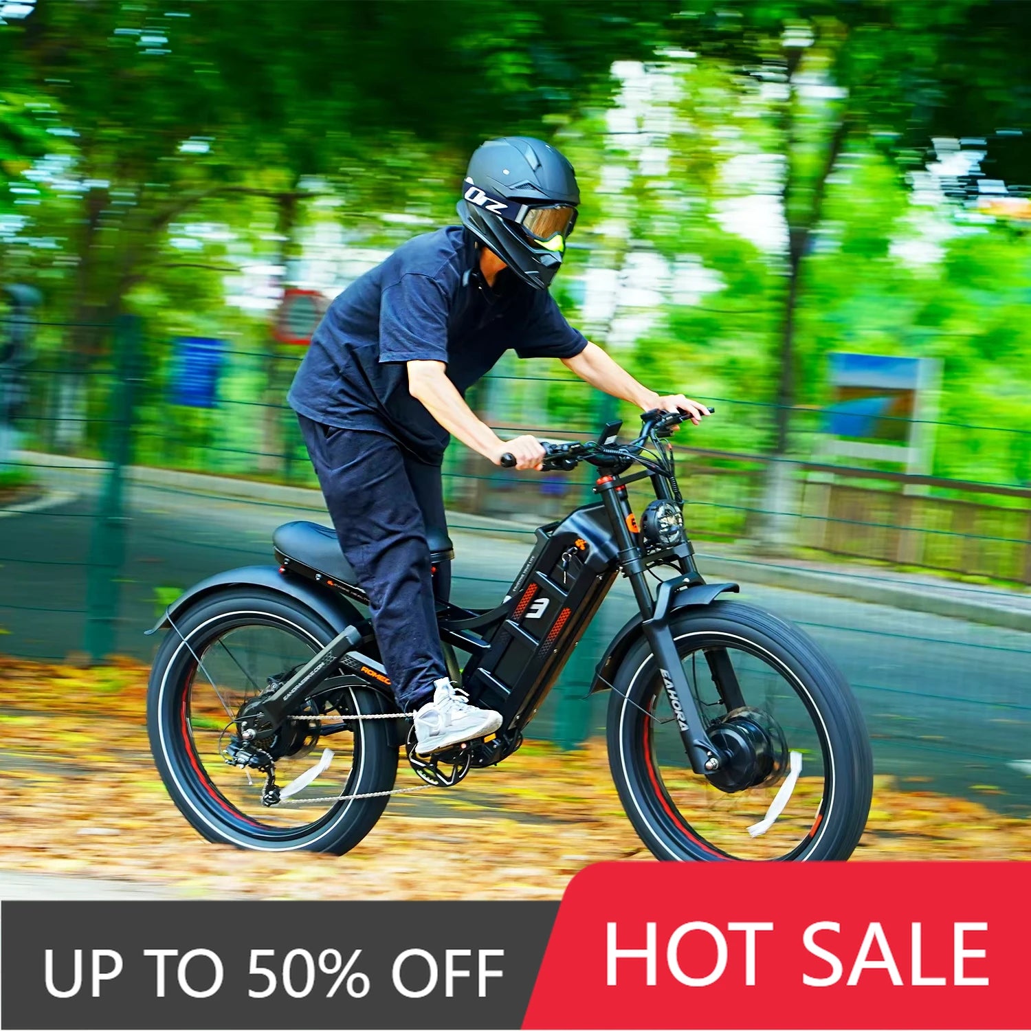JYF Eahora Dual Motor 52V Lithium Battery Steel Frame Electric City Commuter Bike 250W Rear Pedal Fender City Transportation