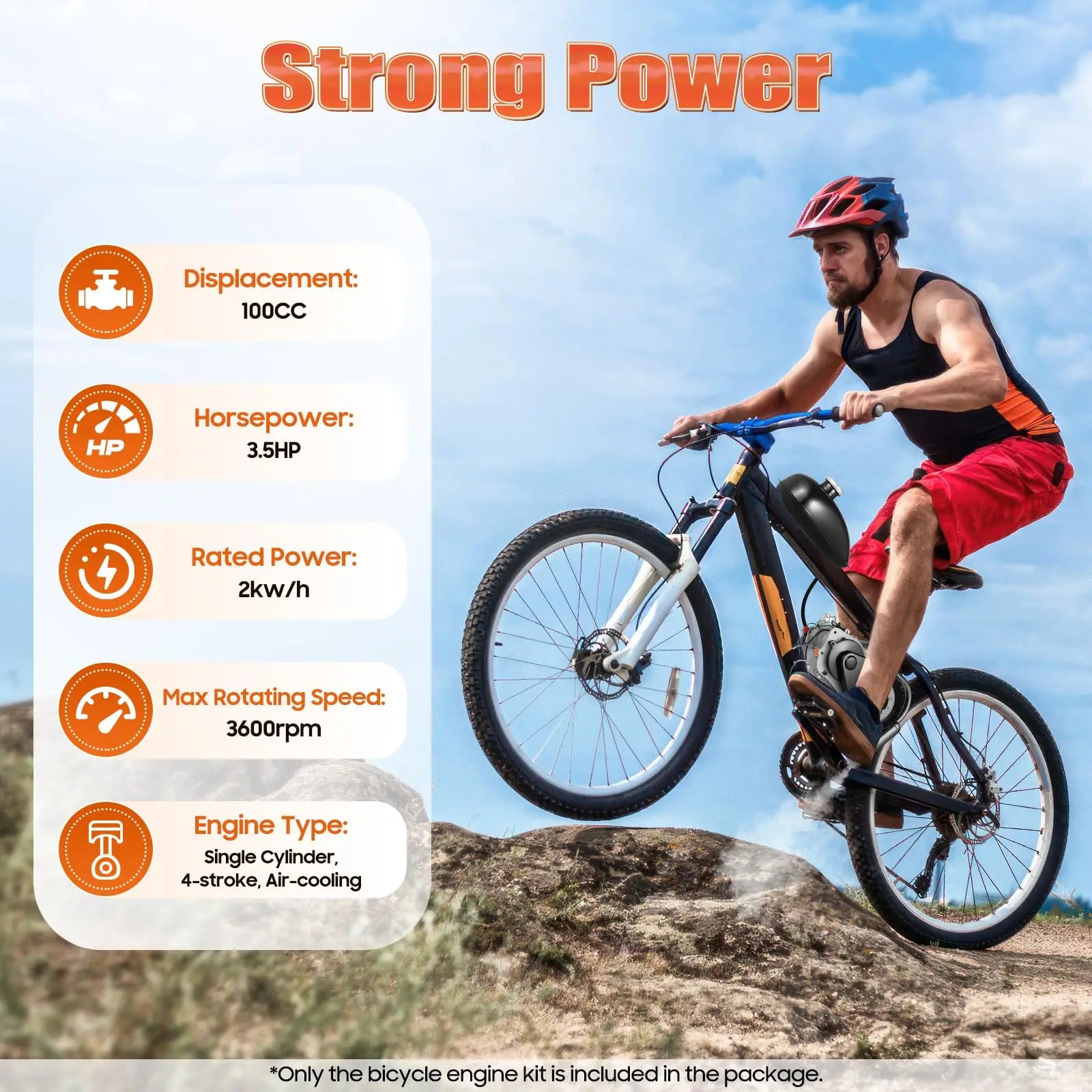 NEW 100CC Motorized Bicycle Kit Bike Engine Kit Single Cylinder 4-Stroke Gas Petrol Motorized Bike Engine Scooter