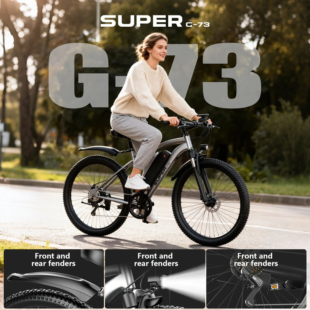 UPlee G73 Adults Electric Bike 740W Motor Electric Bicycle 48V 13AH removable battery e bike 26"Tire Mountain Electric Dirt Bike