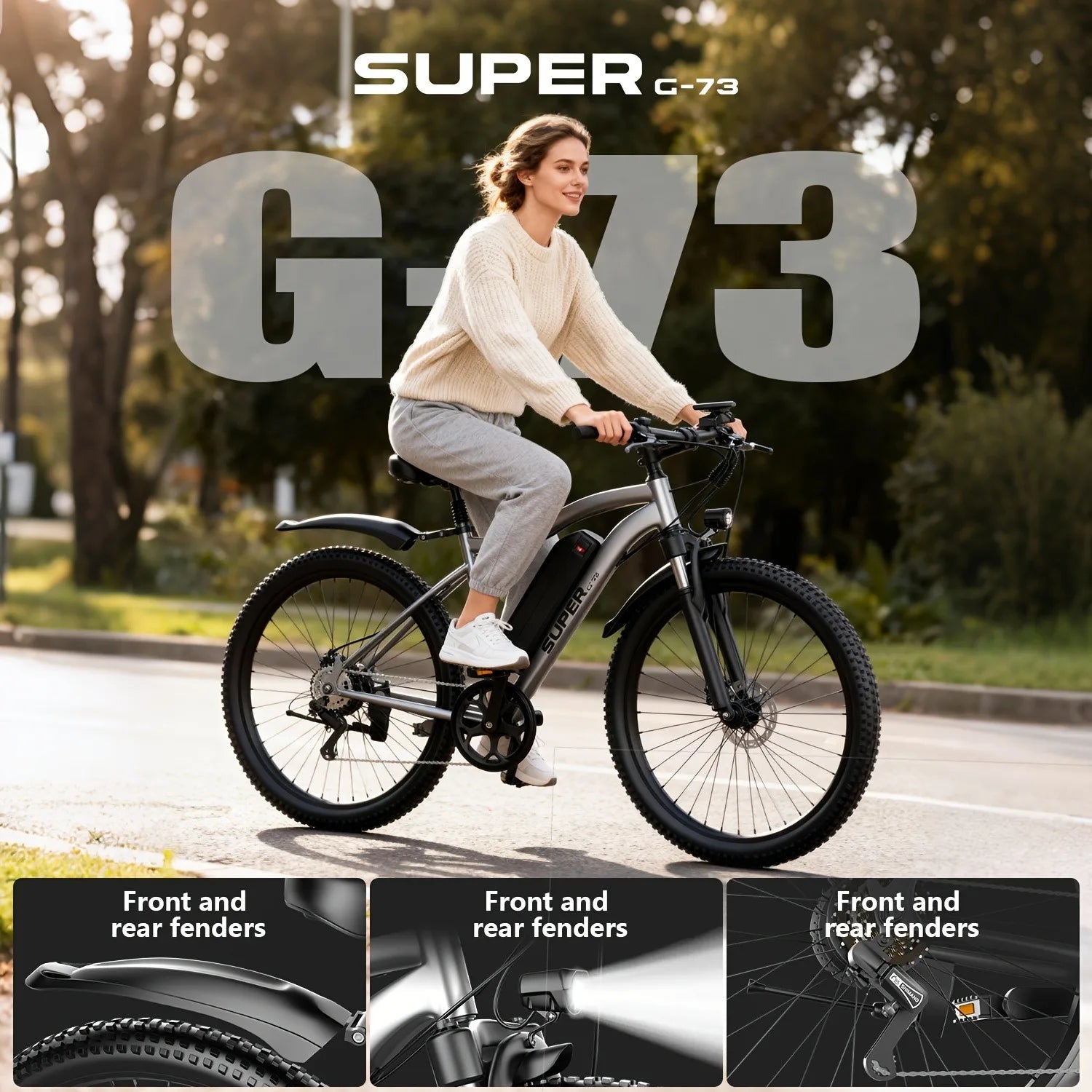 UPlee G73 Adults Electric Bike 740W Motor Electric Bicycle 48V 13AH removable battery e bike 26"Tire Mountain Electric Dirt Bike