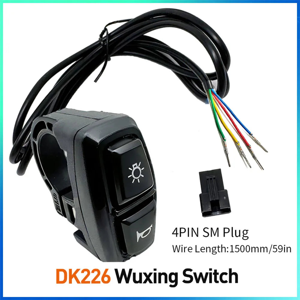 DK226 Switch 24V-60V Headlight and Taillight Horn Cable Accessories Rubber Ebike Accessories Electric Bicycle