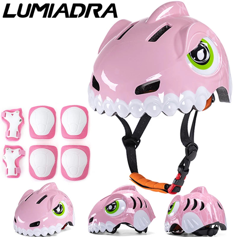 Horntour Kids Bicycle Helmet Child Sport Safety Shark Cycling Helmet Knee Elbow Pad Set Balance Bike Roller Skating Helmet Guard