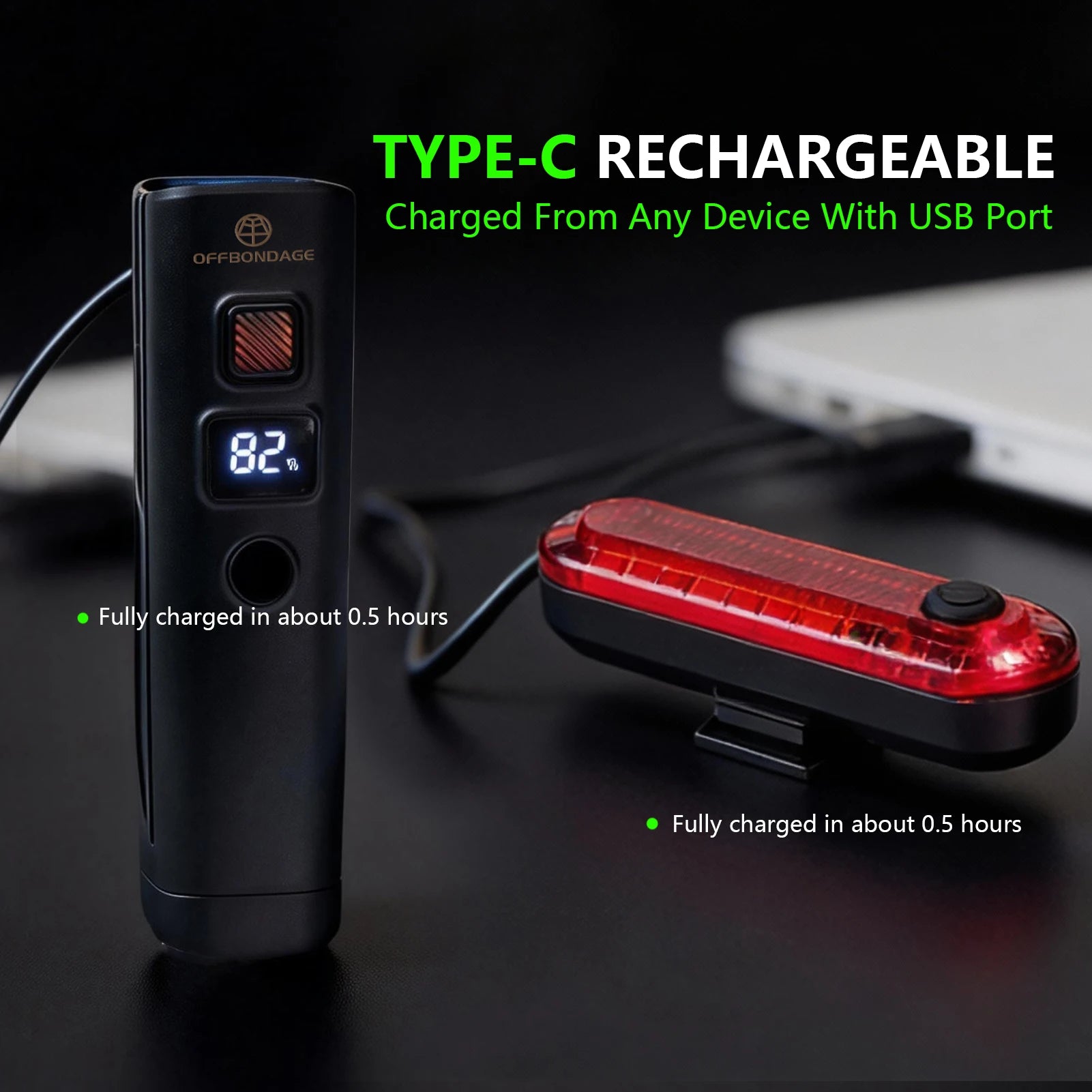 Bicycle Light Waterproof Bike Lamp Type-C Charging MTB Road Cycling Headlights High Lightness Daytime Safety Night Illumination