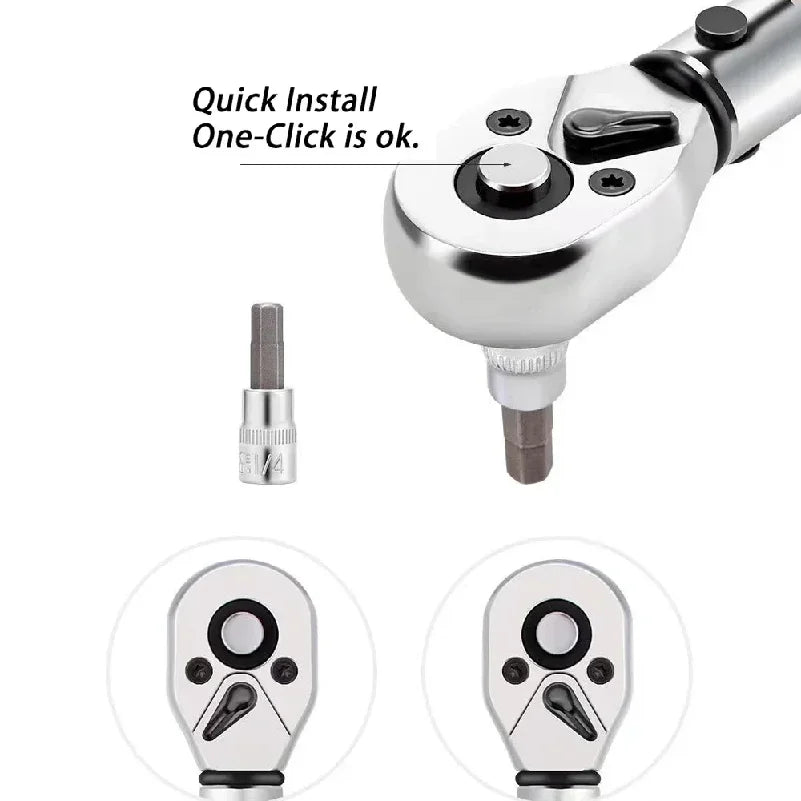 15-Piece 1/4" Torque Wrench Set 2-24Nm – Bi-Directional Hex Wrench Bicycle & Moto Repair Tools