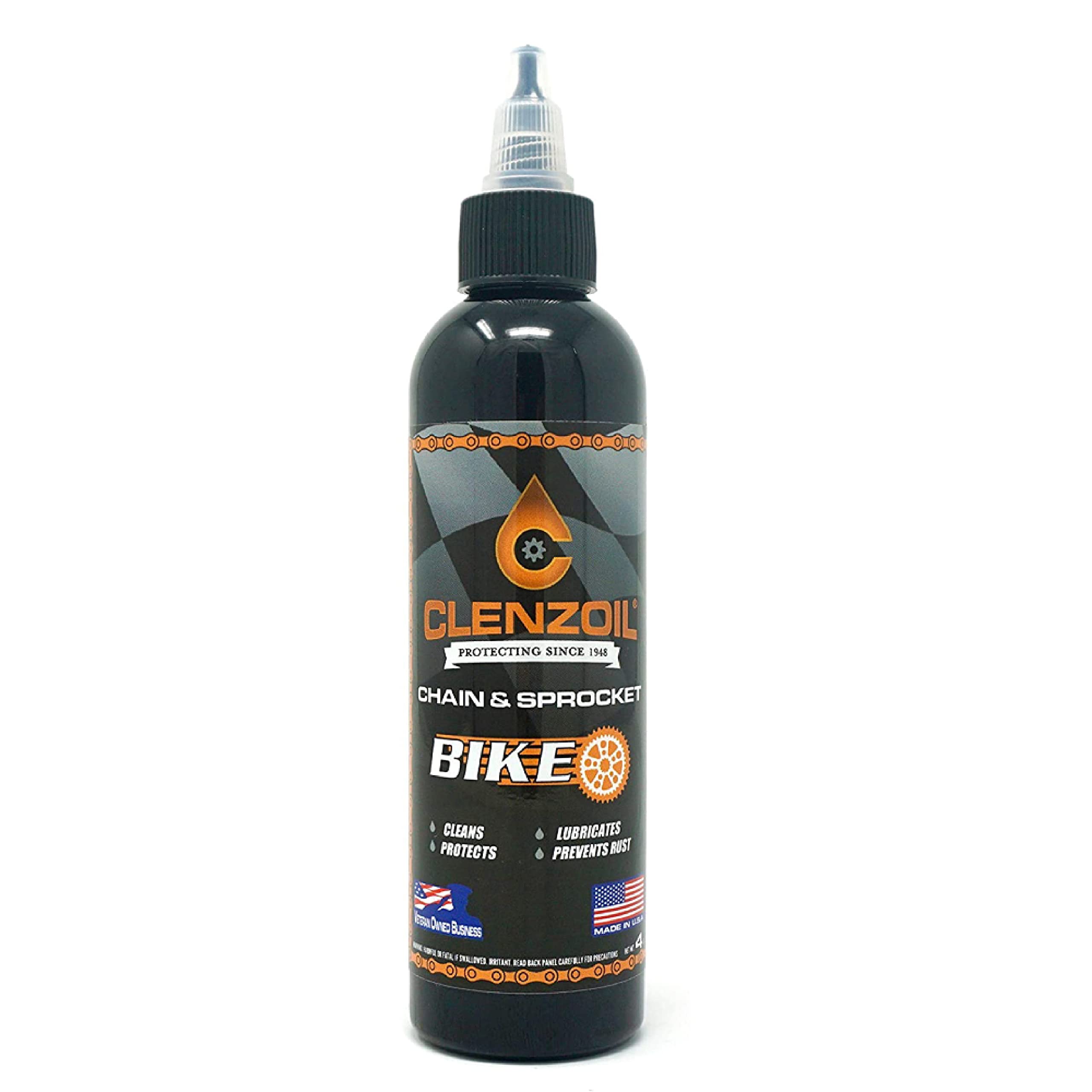 Clenzoil Chain & Sprocket Bike 4 oz. Bottle | Cleaner Lubricant Protectant [CLP] | Bike Chain Cleaner + Chain Lube in One | Wet Lube Application Dry Lube Performance