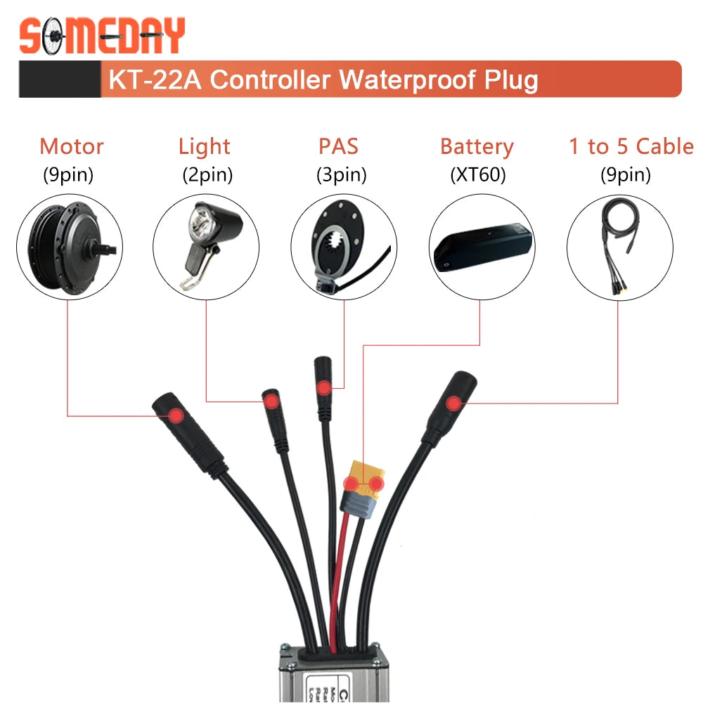 KT Ebike 22A 9 Mosfets Controller 36V 48V 500W 750W With LCD LED Display Ebike Parts Accessies For Electric Bike Conversion Kit