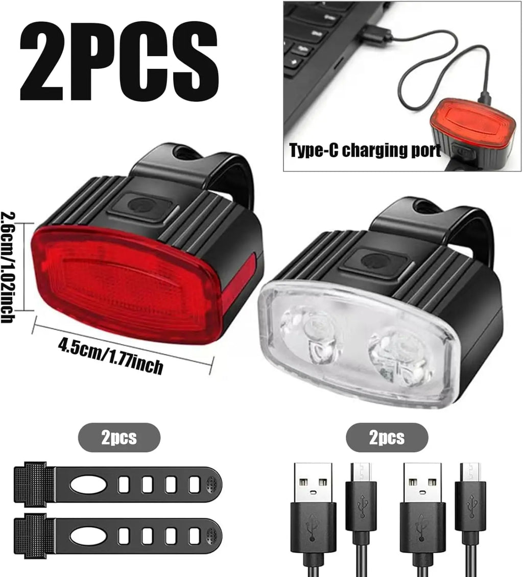 Cycling Bicycle Front Rear Light Set Bike USB Charge Headlight Light Waterproof MTB Waterproof Taillight LED Lantern Bike Parts