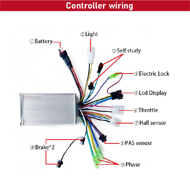 ZEMAKE EBike Controller 36V E BikeController For Brushless Motors 350W 250W Bicycle Conversion Kits