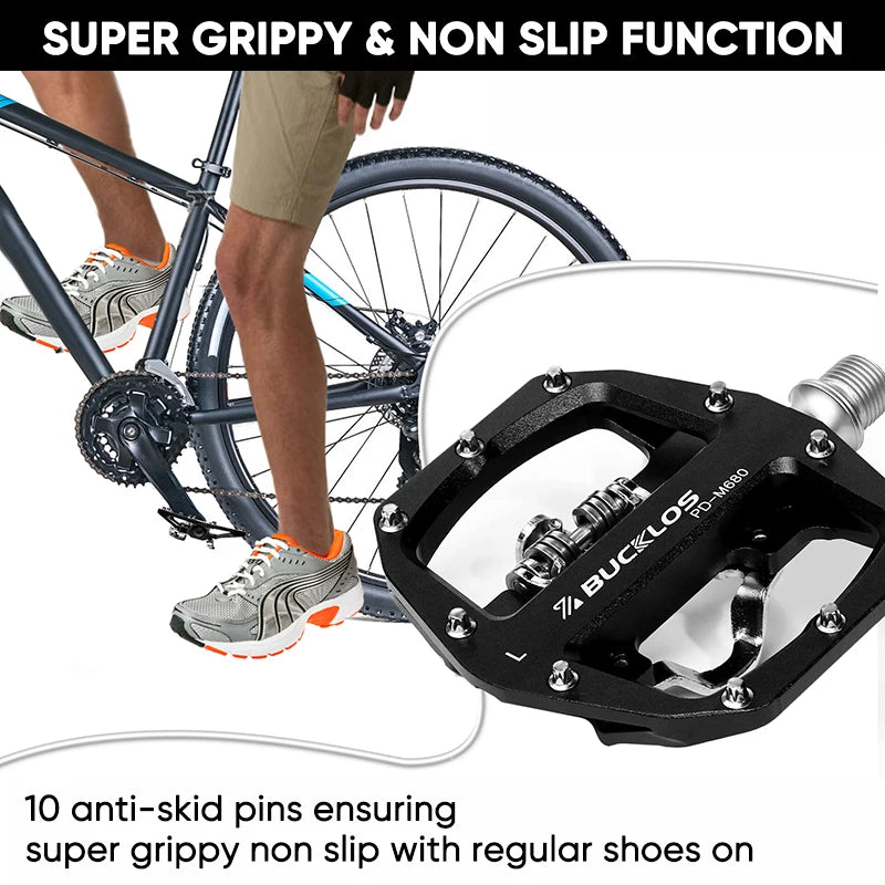 BUCKLOS Mtb Pedals for Bicycle Dual Function Mountain Bike Pedal Platform Clip Flat Pedals for SPD System MTB Bicycle Bike Part