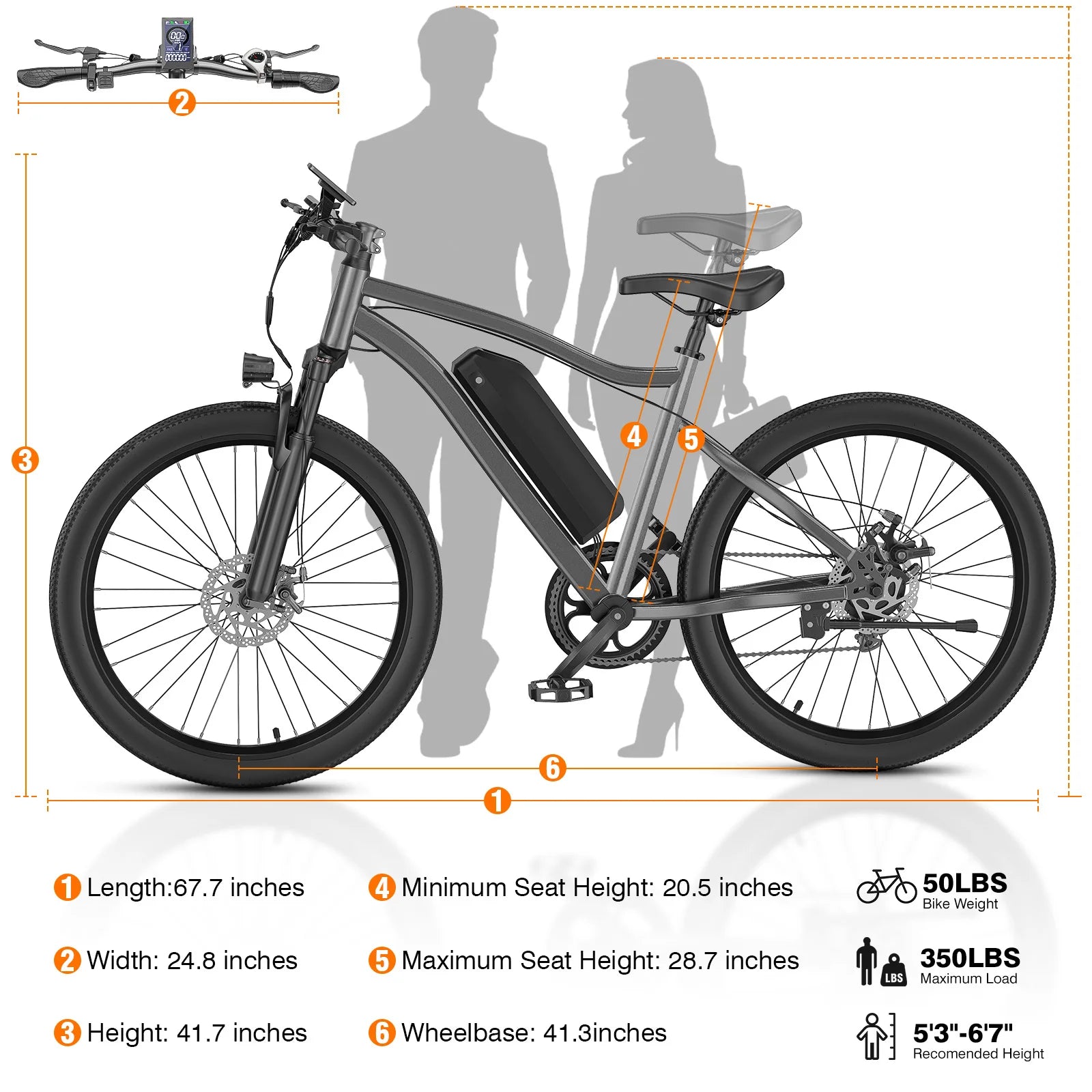 720W Adult Electric Bicycle 26 Inch 36V 10.4AH Removable Battery 19.9Mph Dual Shock Absorber 7-Speed Mountain Bike