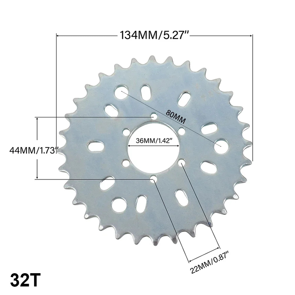 415 32T Rear & 10T Front Sprocket & Chain 110 Links for 49CC 60CC 80CC Motorized Bicycle Bike Moped Chain 9 Hole Sprocket Kit
