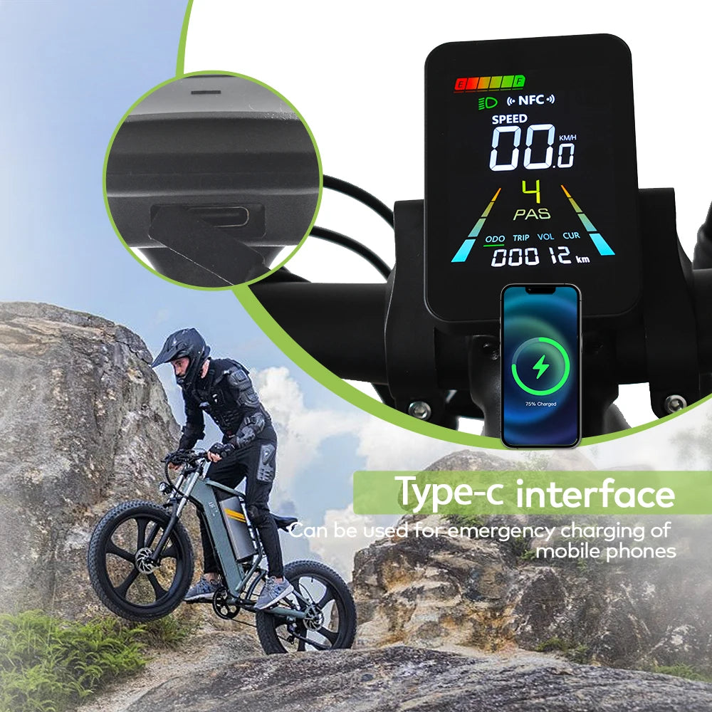 F3【UART2】Turn On The NFC Fatbike Screen E Bike LCD Display Electric Scooter Speedometer Cycling Accessories Bicycle Computer
