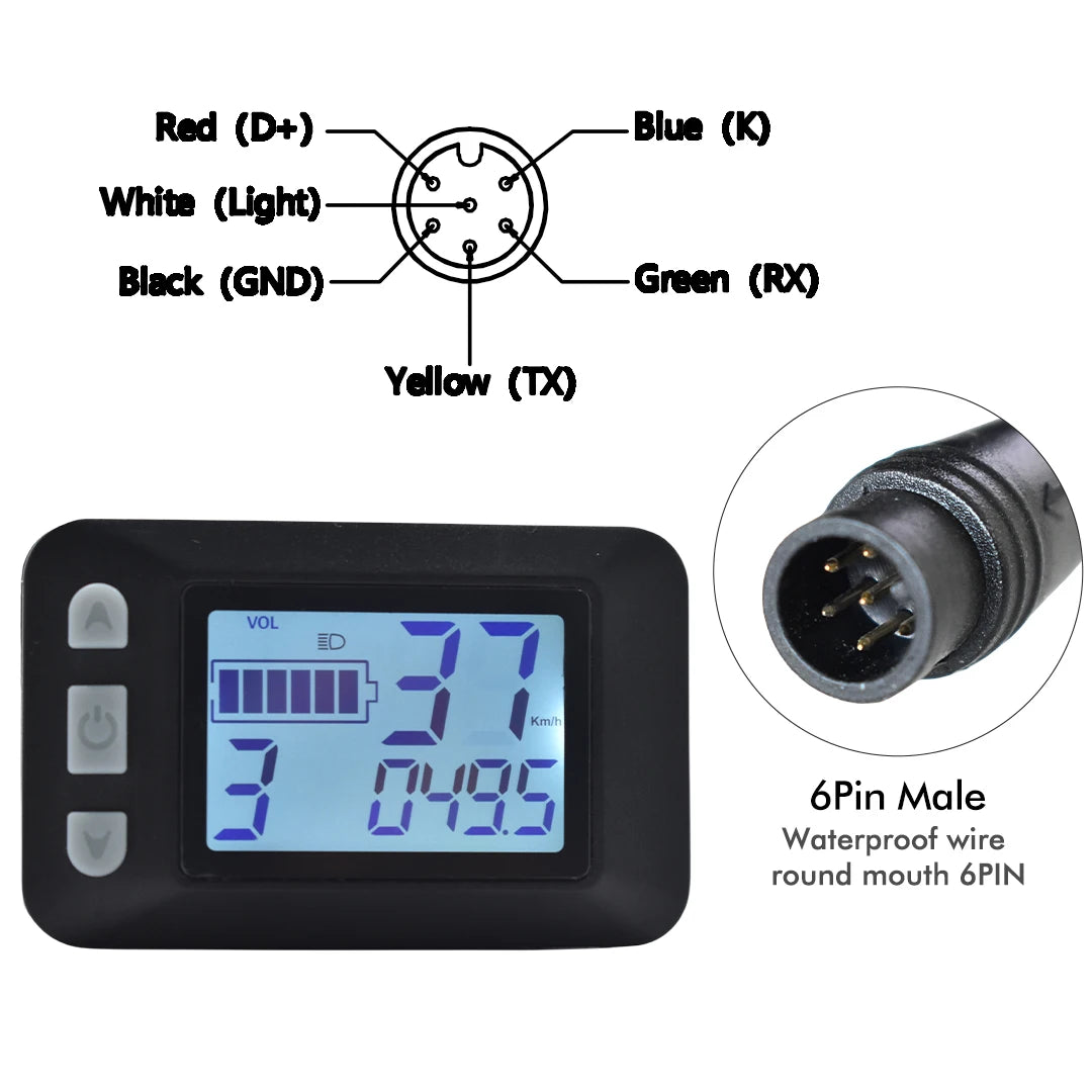 UART2 Electric Bicycle Display LCD LED Display 24V/36V/48V/60V/72V  E Scooter LCD Panel Color Screen for Electric Bike Kit Parts