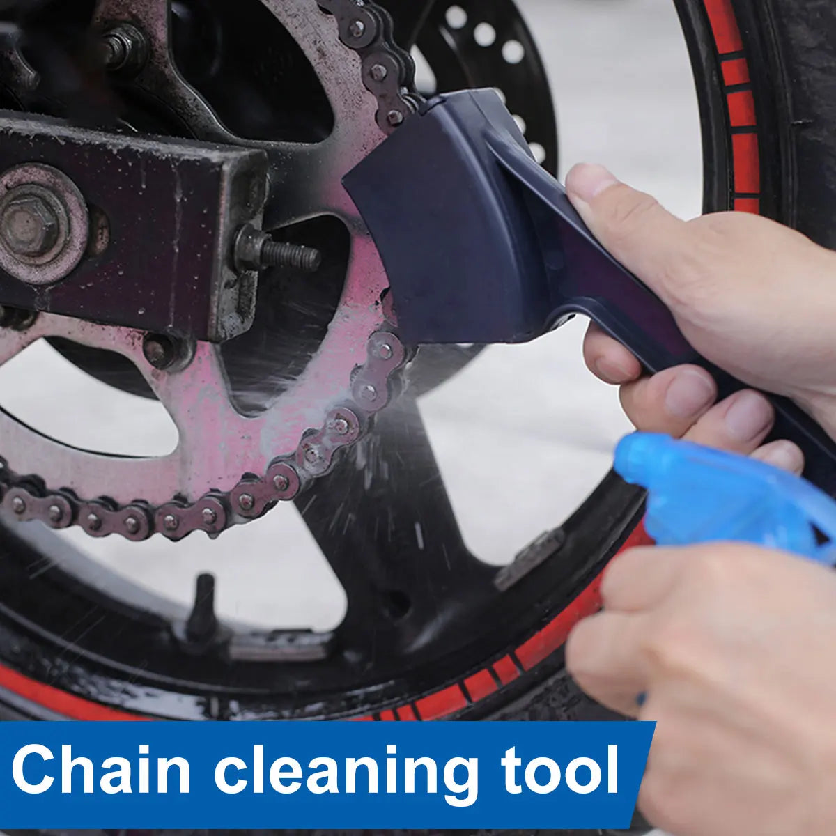 Motorcycle Bike Chain Cleaner Double Heads Bicycle Cleaning Brush Reusable Bike Chain Gears Brush Cleaner Tool Enduring Bicycle