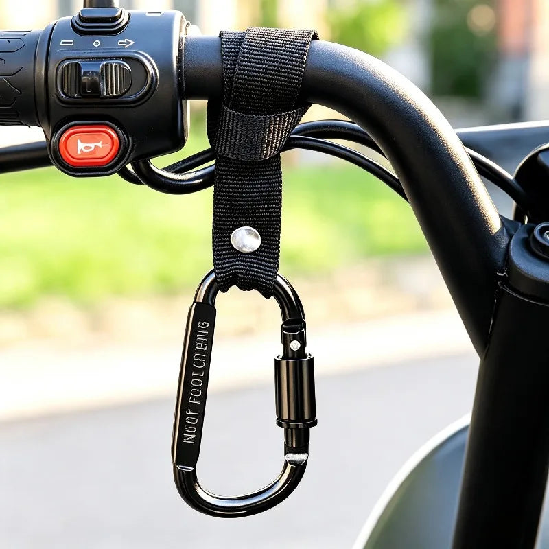 Heavy Duty E-Bike Scooter Handlebar Hook Aluminum Lockable Carabiner Multipurpose Hanger For Helmet Handbag Shopping Bag