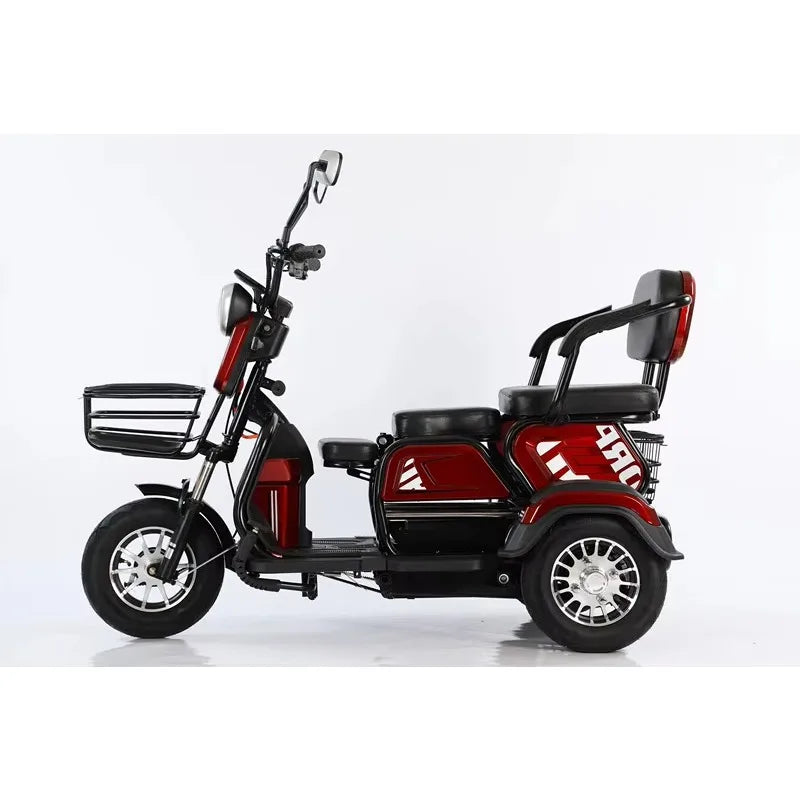 "Adult Electric Tricycle 48V/60V Open Body 3-Wheel Cargo & Passenger Bike for Urban Commute & Transport"