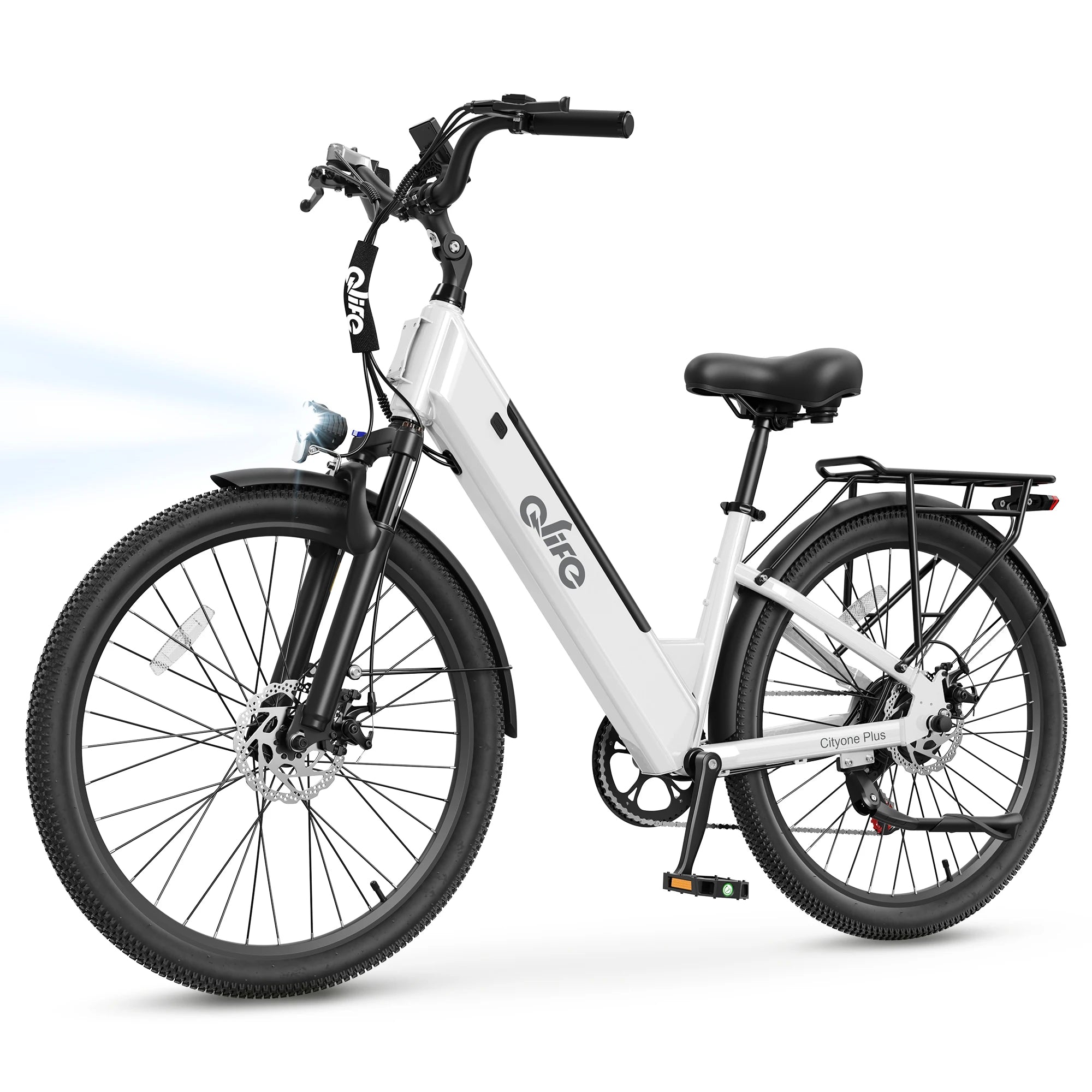 Qlife Cityone Plus St Electric Bike for Adult, Peak 1500W Motor 48V 15Ah Battery, 28MPH 80 Miles, 26“ Step-Thru Electric Bicycle, 7-Speed Commute E-Bike