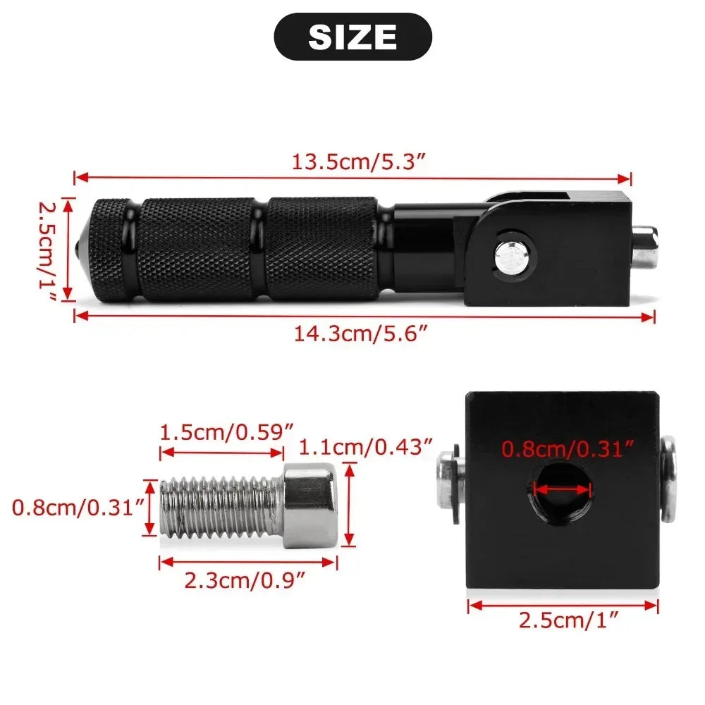 Motorcycle Universal Foot Pegs Aluminium Alloy Bicycle Pegs Dirt Bike Foot Pegs 8mm Hole Folding Passenger Pedal Accessories