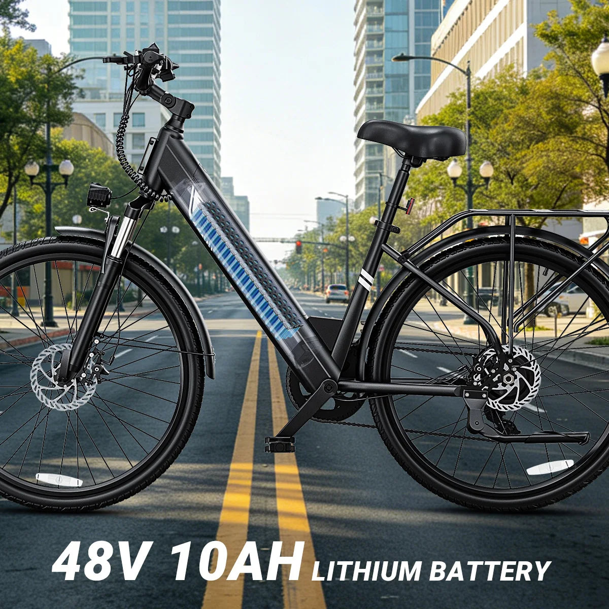 DYU C7 Adult Electric Bicycle 500W Motor 480WH Lithium Battery Electric Bike 7-speed City E bike，Max Speed 20MPH E-BIKE