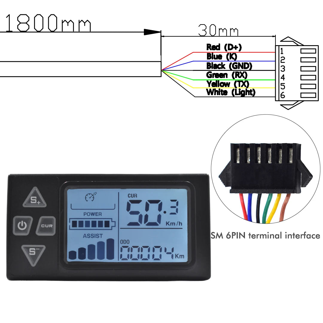 UART2 Electric Bicycle Display LCD LED Display 24V/36V/48V/60V/72V  E Scooter LCD Panel Color Screen for Electric Bike Kit Parts