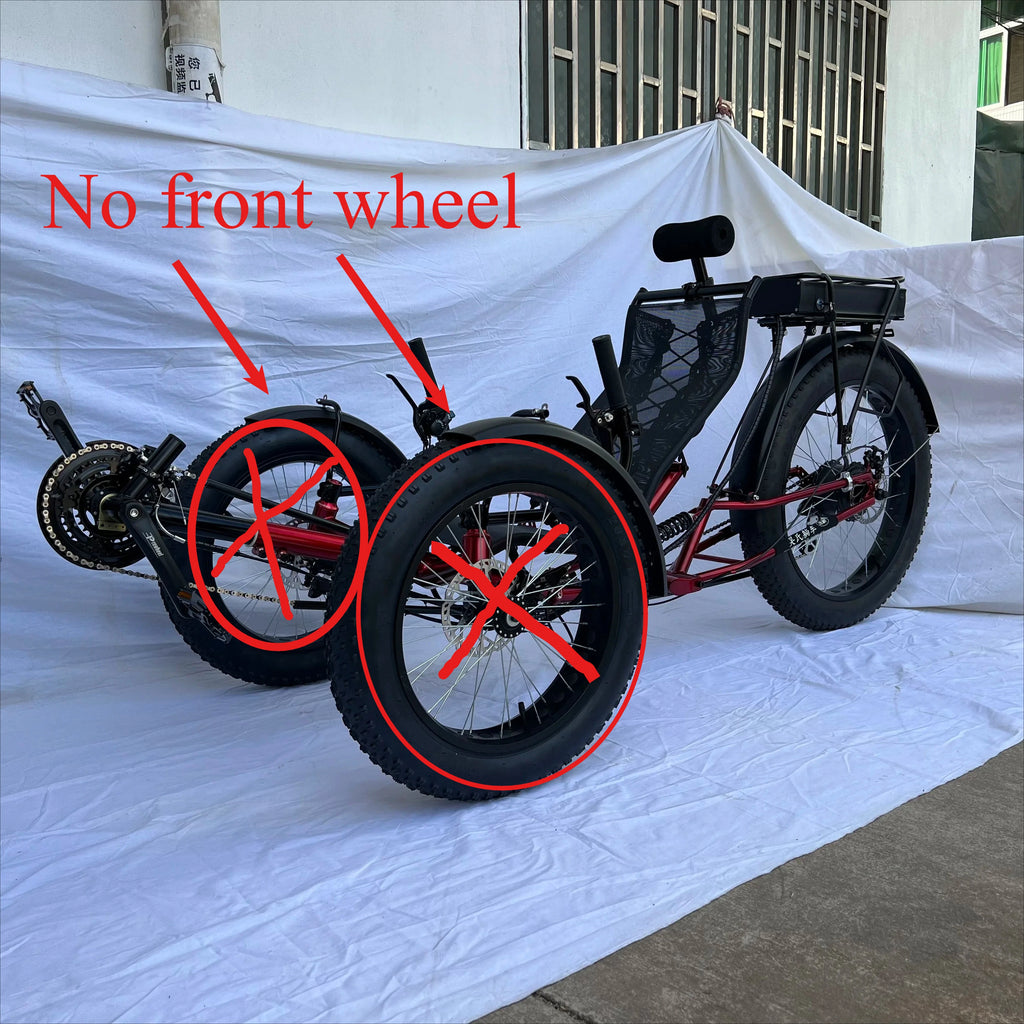 Recumbent Bicycle, 500W Electric Three Wheeled Shock-absorbing Fat Tire Bike, Suitable for Snow, Beach, and Mountain Walking