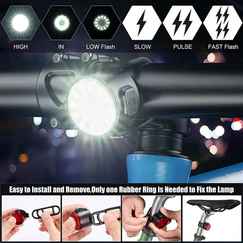 Bicycle Taillights Waterproof MTB Bike Lamp Battery Powered Warning Cycling Tail Light LED Headlight Rear Lamp