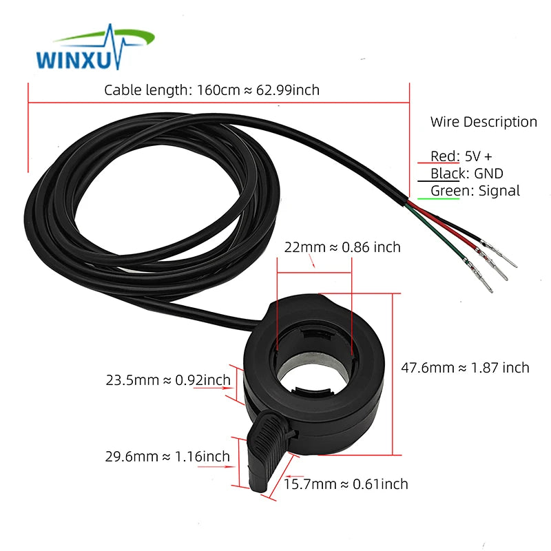 Electric Scooter E-bike Thumb Throttle Left and Right Hand Universal 24-72V Hall Accelerator for Bike Repair Speed Regulator