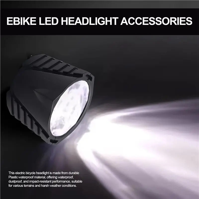 Budget-Friendly Ebike LED Headlight Accessories Front Light 36V 48V 3Pin Built-In Horn 4 LED Bulbs For Electric Scooters Bicycle