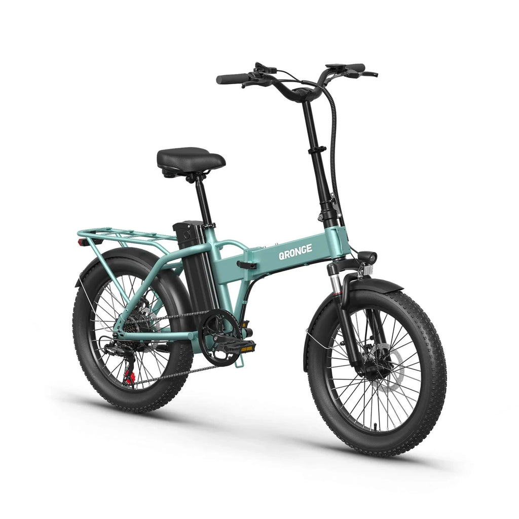 QRONGE Waterfall Folding Electric Bicycle 1000W Peak 48V 13.5AH 20' Fat Tire Electric Bike 70 Max Miles E-bike Commute 28MPH Max