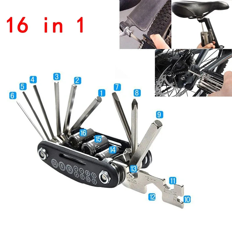 Portable Bicycle Repair Tools Kit Bike Repair Tools Kit Pump Tire Patch Multi-functional Wrench Bike Tool Set Accessories