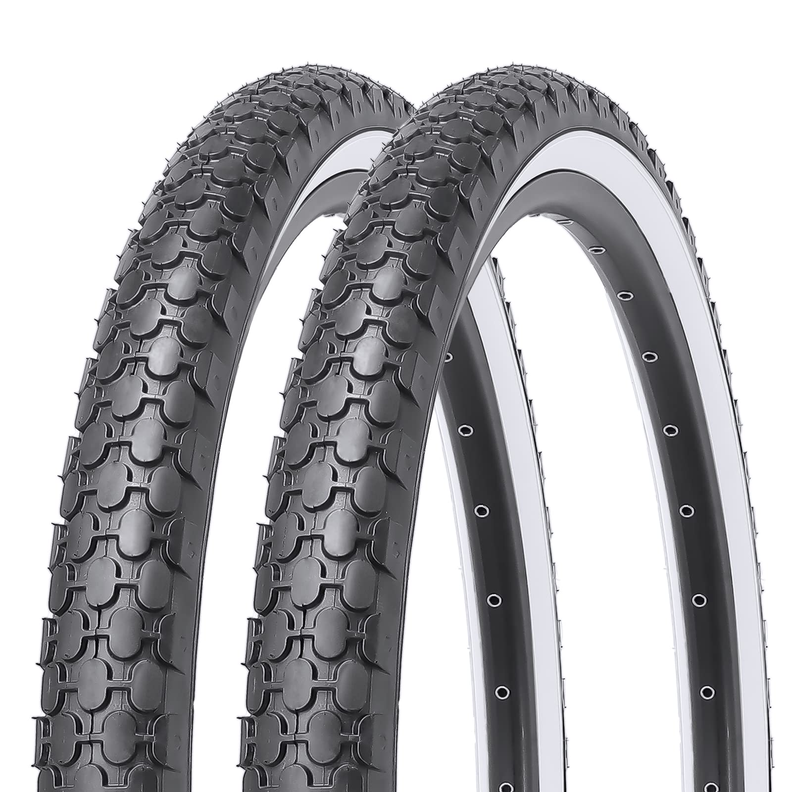 MOHEGIA 2 Pack Bike Tires 24 x 2.125 Inch Folding Replacement Tires for Beach Cruiser Bicycle/White Side Wall