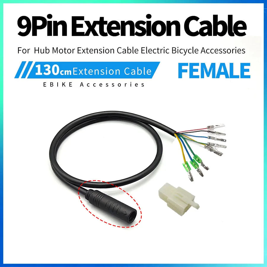 Julet Electric Bicycle Wheel Hub Motor Cable Extension Line 9-Pin Conversion Line Waterproof Connector Ebike Parts Cable