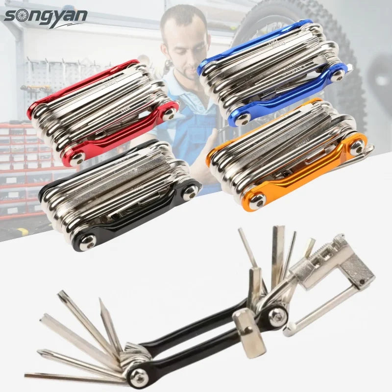 Multifunctional Stainless Steel Professional Bicycle Repair Tool Bicycle Accessories Portable Folding Tool Screwdriver