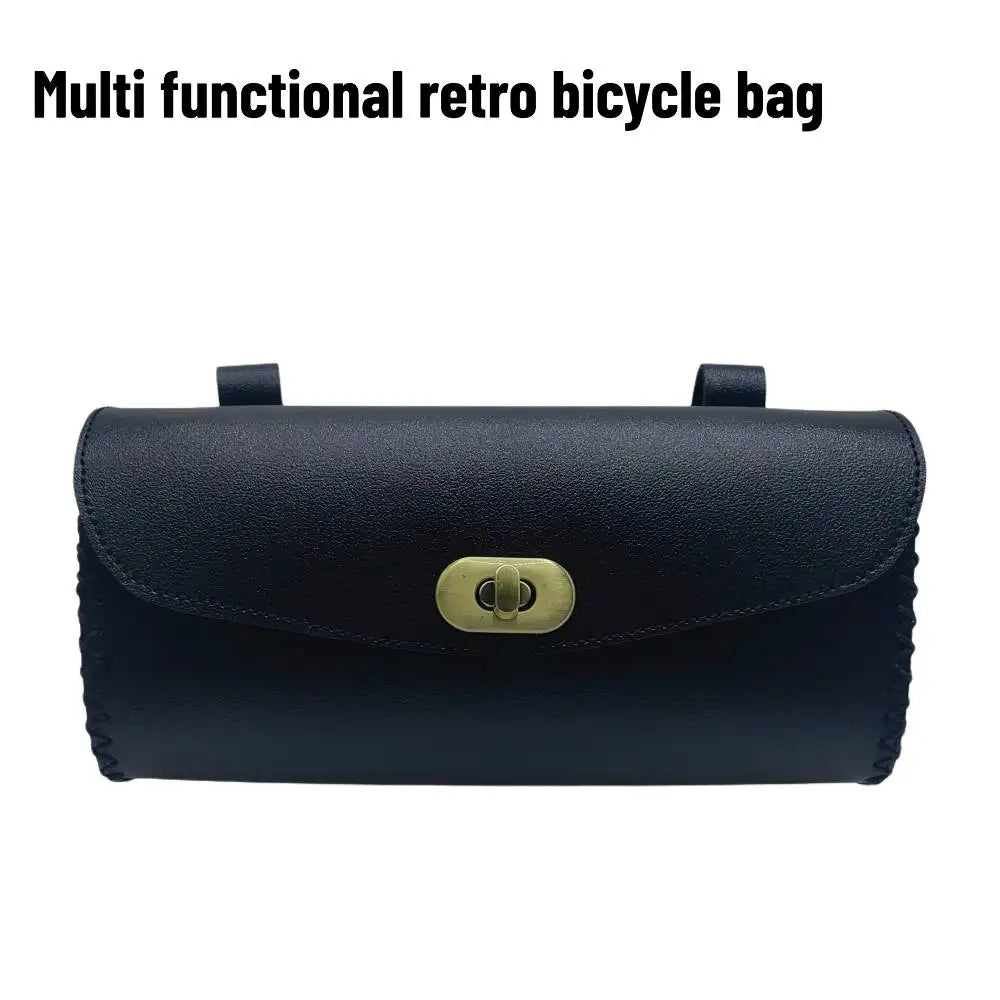 New Retro Bicycle Tail Bag PU Leather Waterproof Cycling Bag Saddle Pouch Front Personalized Riding Vintage Bike Bag