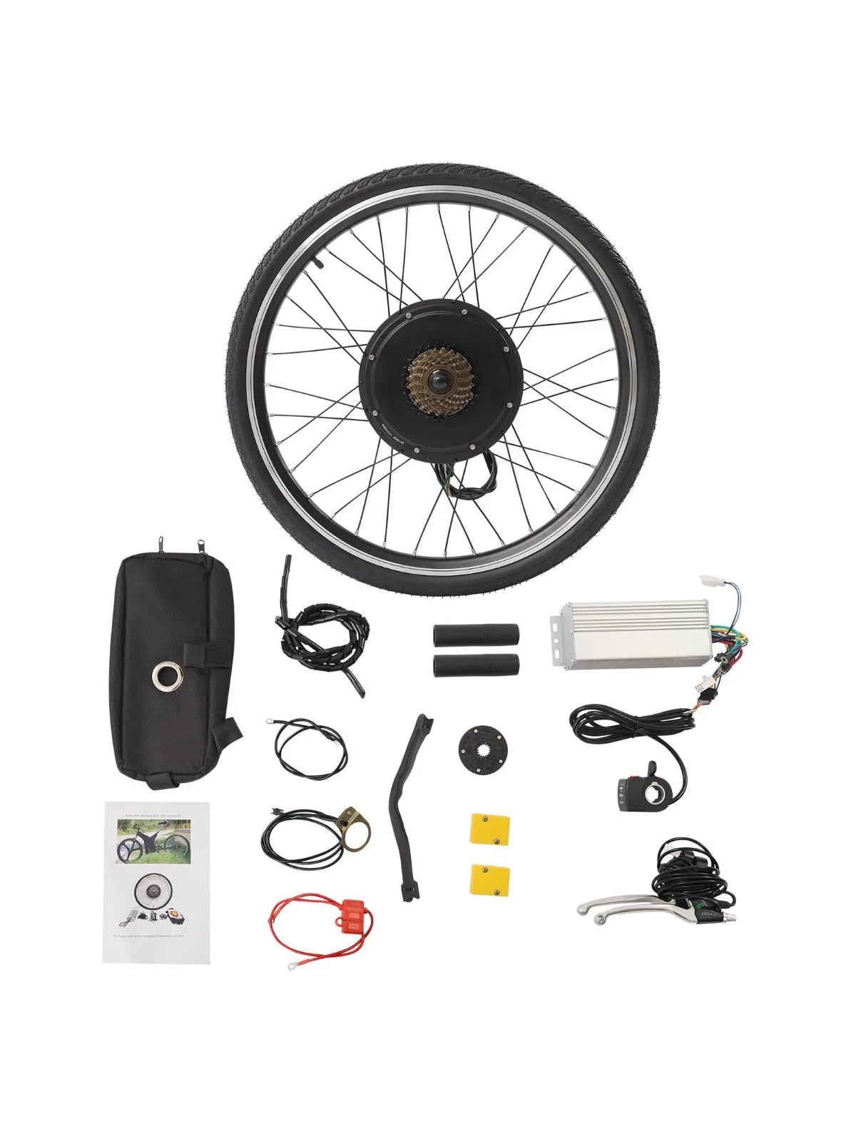 Electric Bike Kit Rear Wheel 26inch 48V 1000W, Thumb Throttle, Aluminum Alloy, Rust Resistant, Complete DIY Electric Bike Conversion Accessories