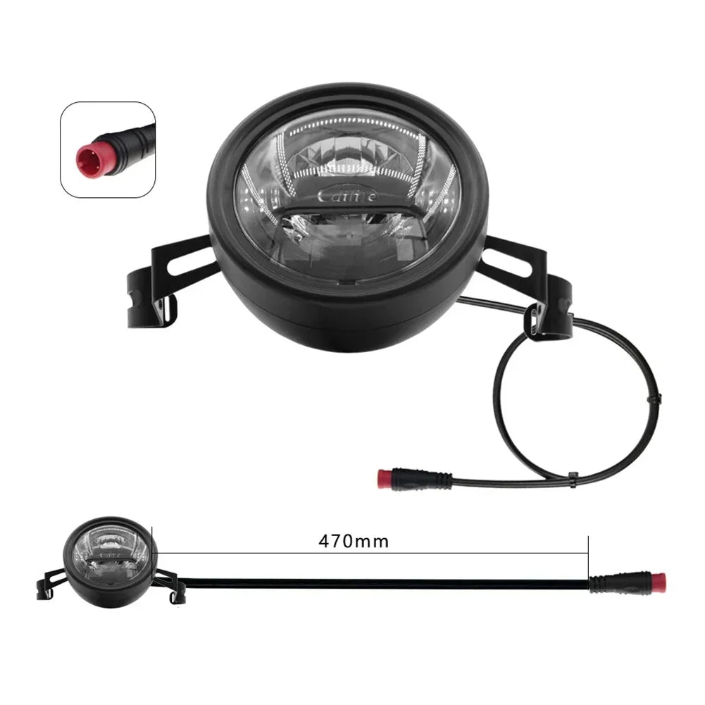 Bicycle Lights Electric Bike Front Lamp Snowmobile Modified Headlight 12V-48V External Headlight Waterproof Connector Headlight
