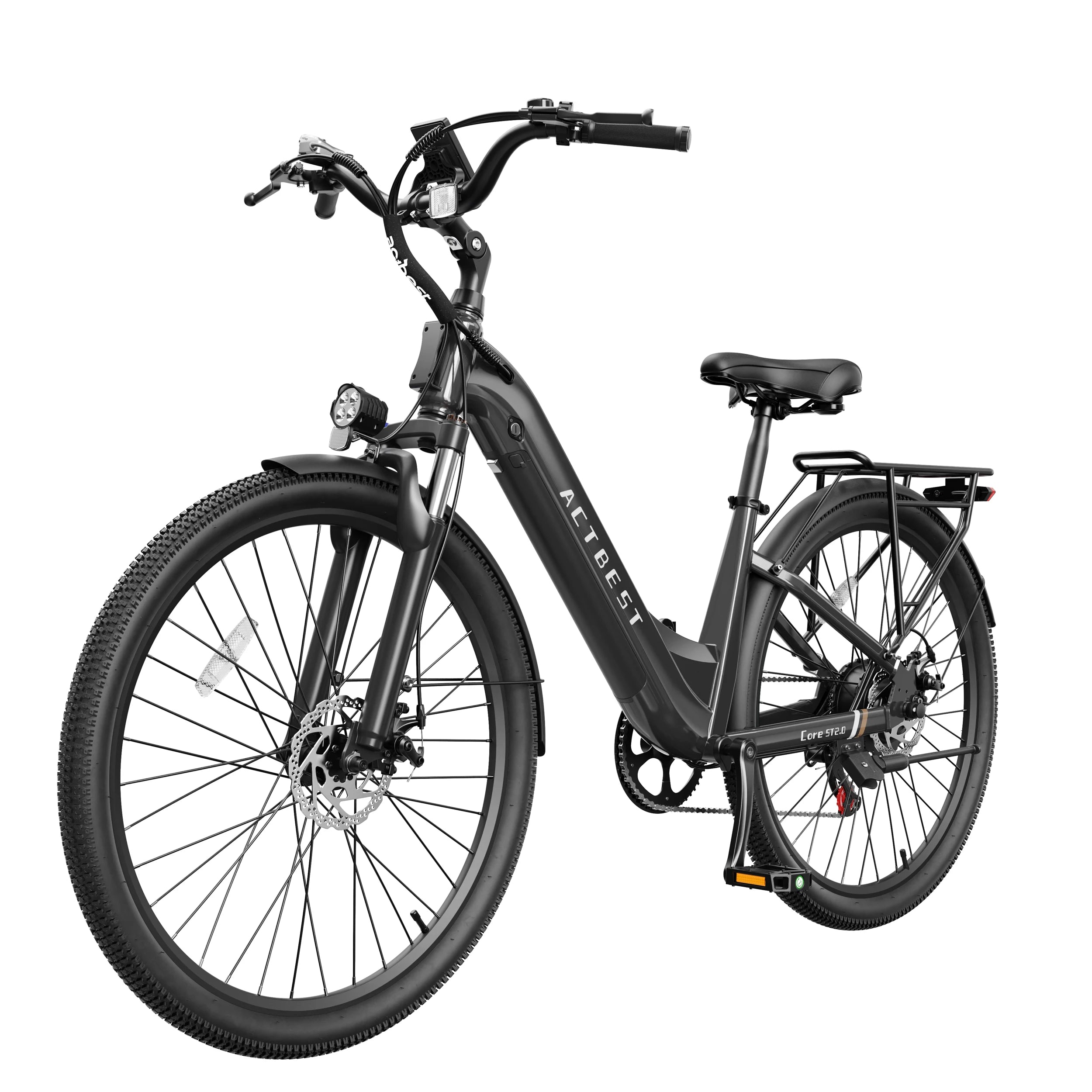 ActBest Core 2.0 ST  26" Electric Bike for Adults, 1200W Peak Motor 48V 10.4Ah Battery, 28MPH 55 Miles, 7-Speed Electric Bicycle with Front Suspension, with Free Bike Lock