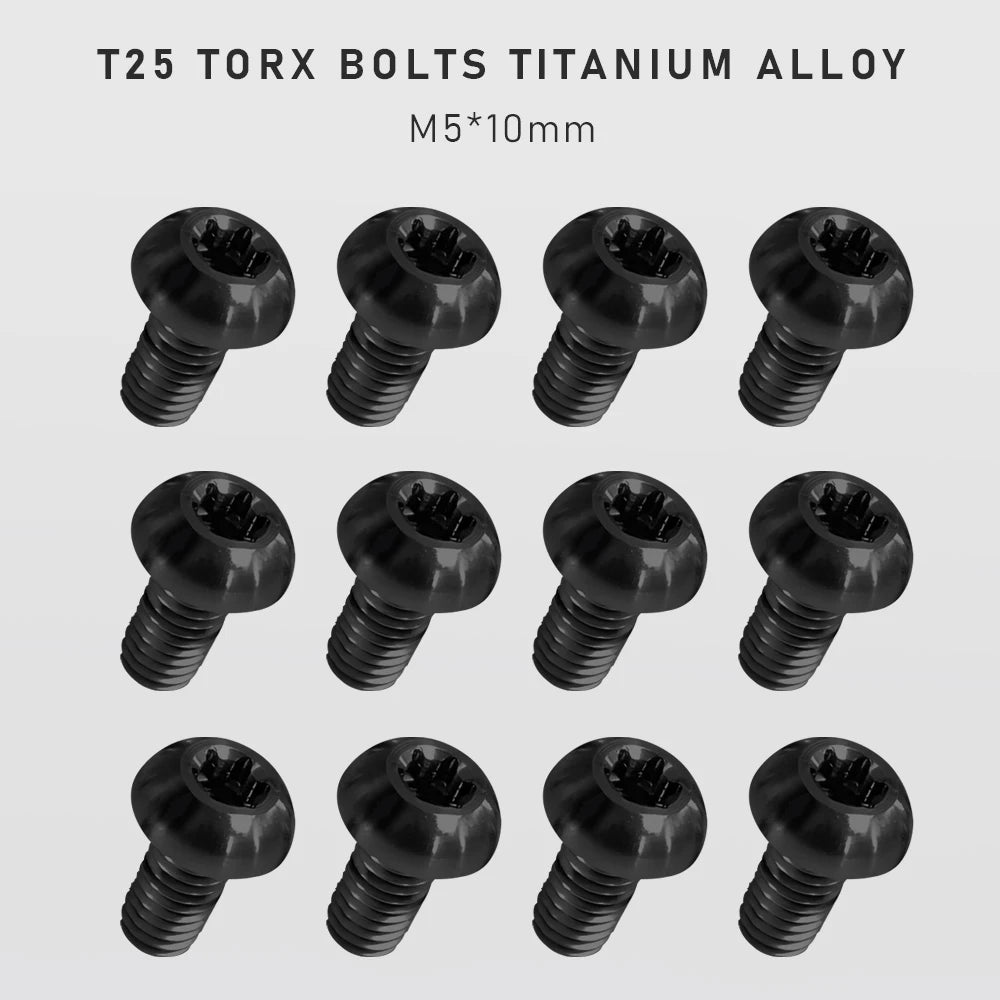 KRSEC12pcs Bicycle Disc Brake Rotor Torx Bolts T25 M5x10mm titanium alloy MTB Road Mountain Bike Fixing Screws Cycling Accessory