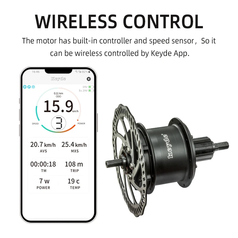 Keyde S100 rear hub motor kit wireless control 36V 250W small size electric bike motor conversion simple easykit DIY
