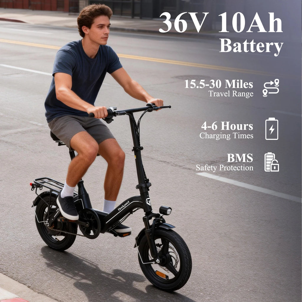 Bodywel T16Pro 14' Folding Electric Bike 36V 10.4Ah Battery UL Certified Commuter Ebike for Adults Mini Electric Bicycle