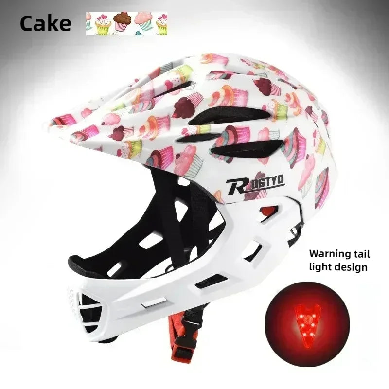 Full Face Helmet MTB Light Detachable Children Kid Bicycle Cycling Safety Balance Bike Helmet Cycling Equipment with Light