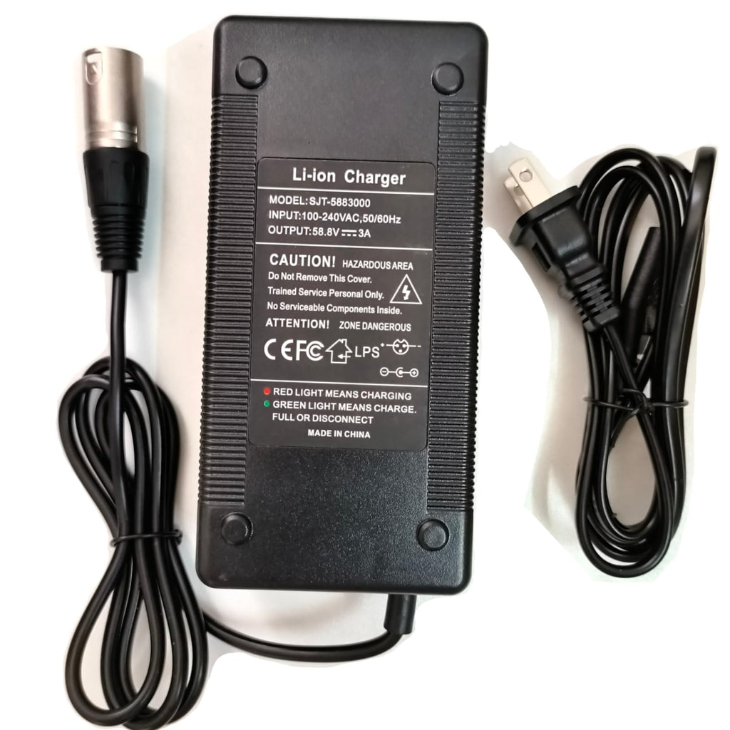 [Verified Fit] 52 Volt Electric Bike Charger 3-Pin XLR for Juiced CrossCurrent RipCurrent HyperScorpion eBikes 52V Battery Pack and Other 52V E-Bike (58.8V 3A max)
