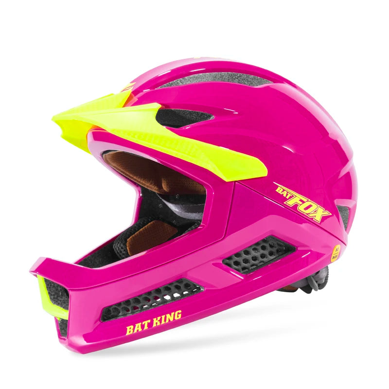 BATFOX Kids Full Face Cycling Helmet MTB Bicycles Balance bikes Skate Scooter Children Competition-grade Safety Sports Gear