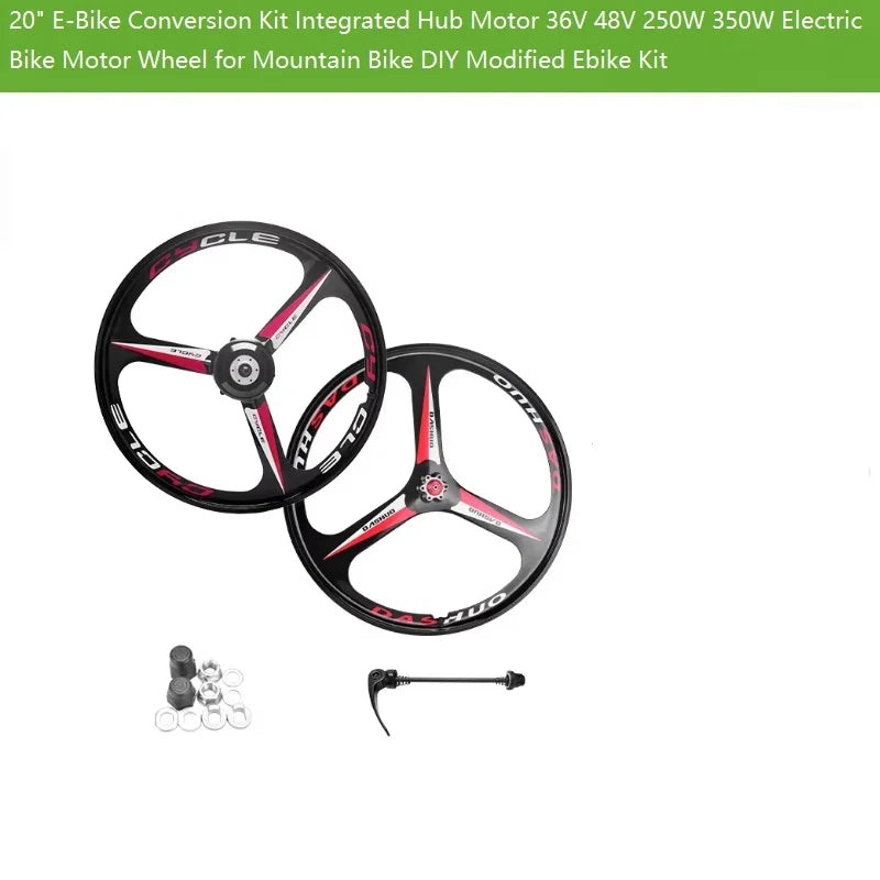 20" E-Bike Conversion Kit Integrated Hub Motor 36V 48V 250W 350W Electric Bike Motor Wheel for Mountain Bike DIY Modified Ebike