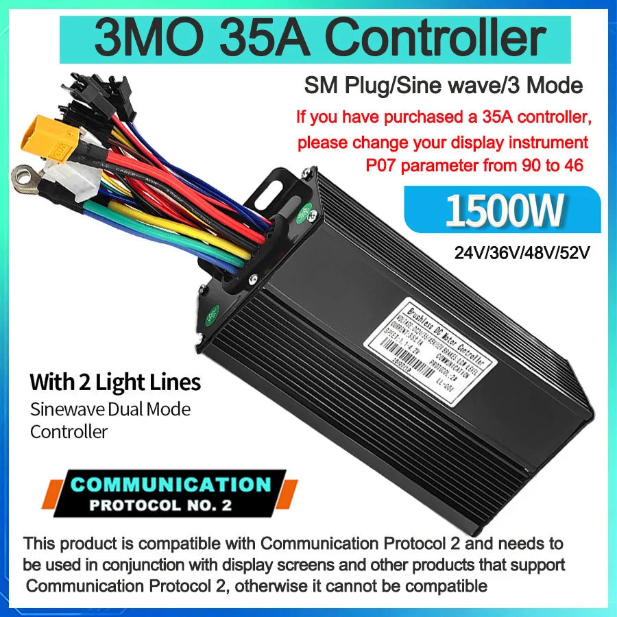 Ebike With Learning Function 17A26A30A35A 40A 45A 60A 80A Sine Wave 36V-72V Controller Three Mode Controller of Electric Bicycle
